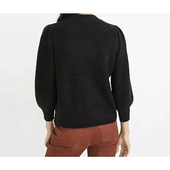 Madewell Eaton Pullover Crew Puff Sleeve Sweater Sz XS/Extra Small in Black NWT - Picture 4 of 6
